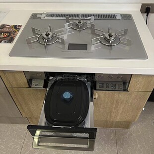 现货23年日本林内神厨燃气灶100V电源版三眼嵌入式煤气灶白金镜面