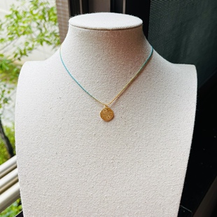 手工编织女锁骨链细款千里江山色百搭可穿黄金翡翠小吊坠项链饰品