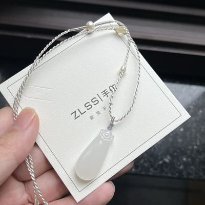 原创手工编织新中式清冷感女项链绳细锁骨链百搭和田玉佛如意锁