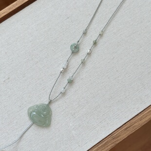 手工编织天然翡翠女锁骨项链绳可挂玉佩佛公平安扣调节清冷新中式