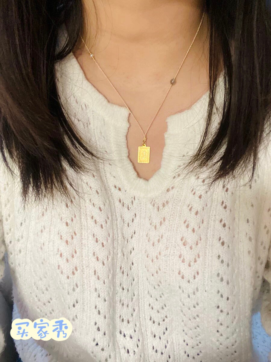 手工编织细项链锁骨链女可挂黄金如意锁无事牌翡翠玉等小吊坠