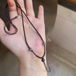 手工编织翡翠平安扣佛公吊坠项链绳男女锁骨链定制简约百搭不含坠