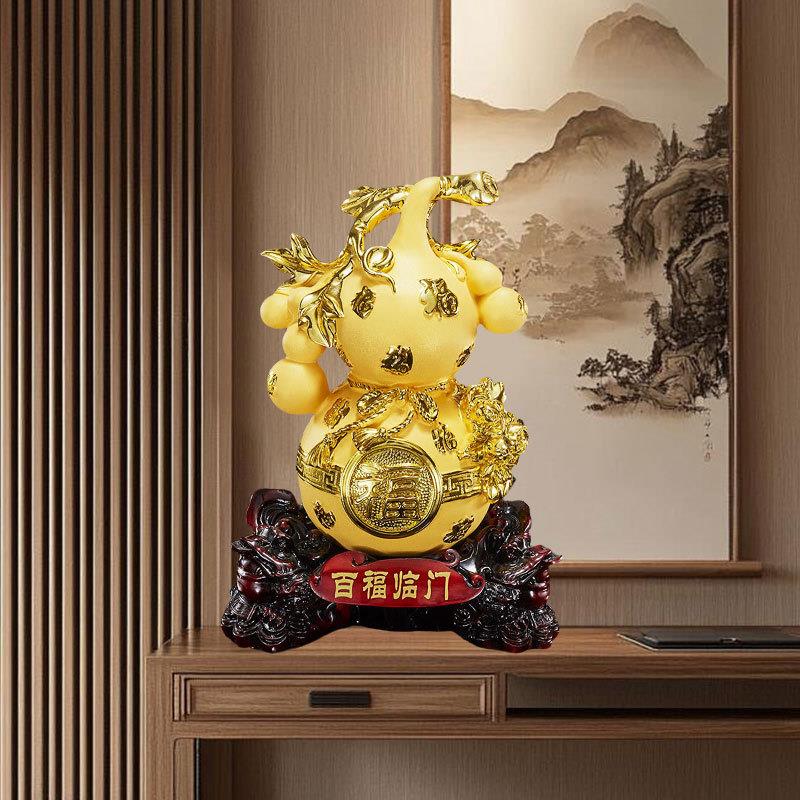 百福临门沙金葫芦摆件客厅玄关酒柜中式家居装饰乔迁精美礼品