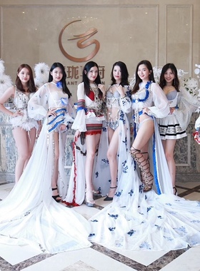 舞新款款式加舞租赁系列T台走秀高定纱裙拖尾商演翅膀性感服装