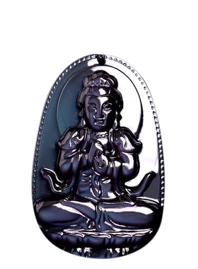 黑曜石吊坠文殊普贤菩萨大势至