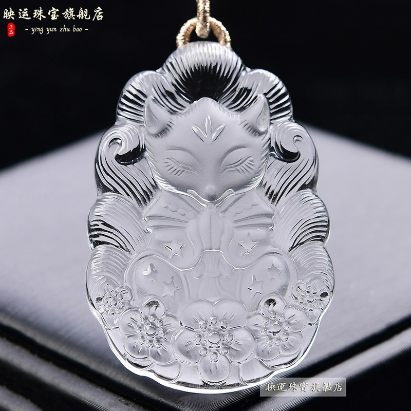 白水晶桃花狐狸九尾狐吊坠旺爱情