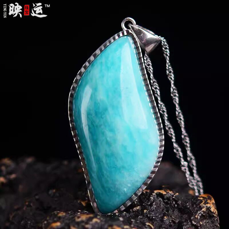 天河石随形项链挂件喜水补水牌