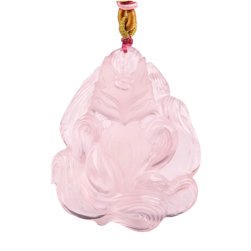 粉水晶美女狐狸吊坠桃花九尾狐