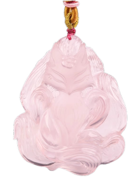 粉水晶美女狐狸吊坠桃花九尾狐