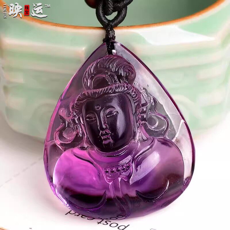 紫水晶观世音菩萨吊坠观音佛牌