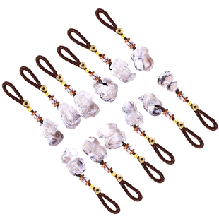 天然白水晶生肖立体吊坠补金饰品鼠牛虎兔龙蛇马羊猴鸡狗猪挂饰