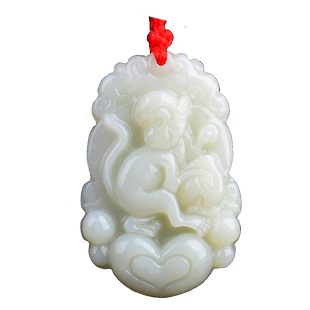 灵猴捧印项链和田玉生肖猴的玉猴子猴型猴形饰物吊坠生肖蛇饰品