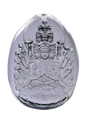 白水晶千手观音属鼠观音菩萨吊坠