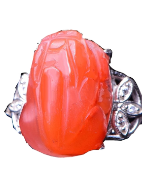 天然冰透樱花玛瑙戒指