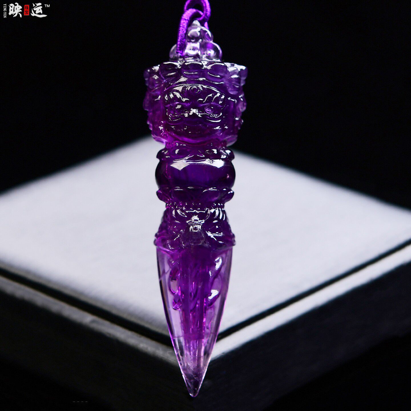 天然紫水晶金刚降魔杵吊坠藏式三面普巴密宗法器降魔杵挂件项链坠
