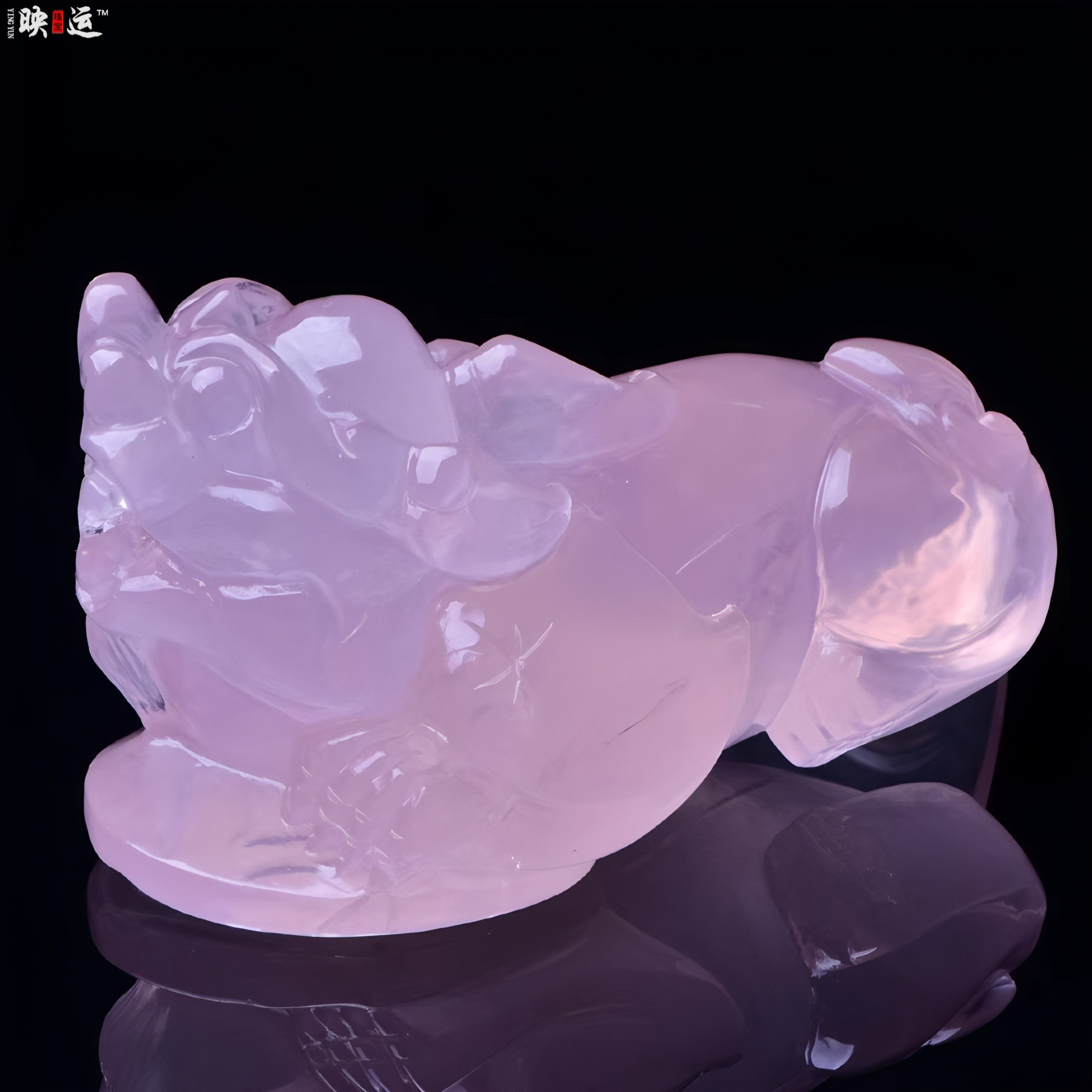 粉晶财源貔貅摆件芙蓉石霸王皮丘