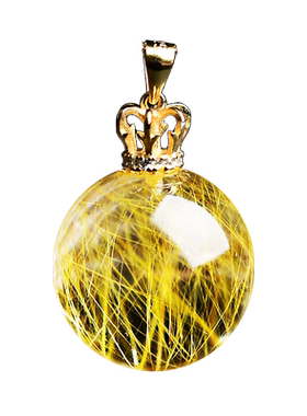 天然金发晶转运珠项链单珠女挂链