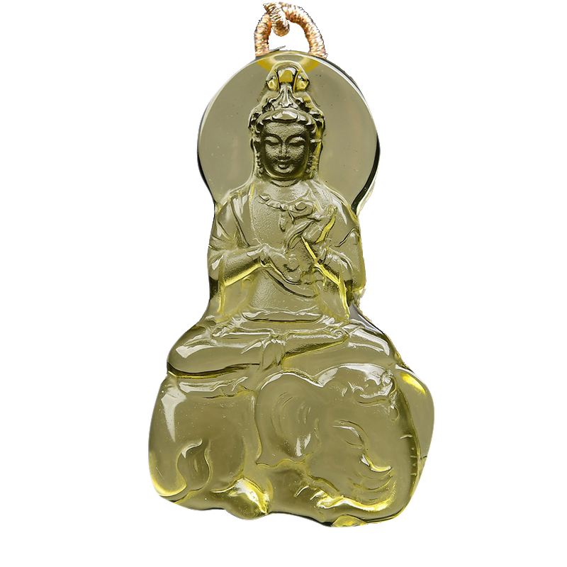 黄水晶普贤菩萨吊坠属龙蛇本命佛