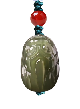 和田玉貔貅手机链绳青玉貔貅皮丘