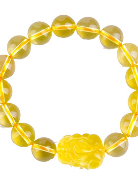 黄水晶手链男女貔貅手串佛珠念珠