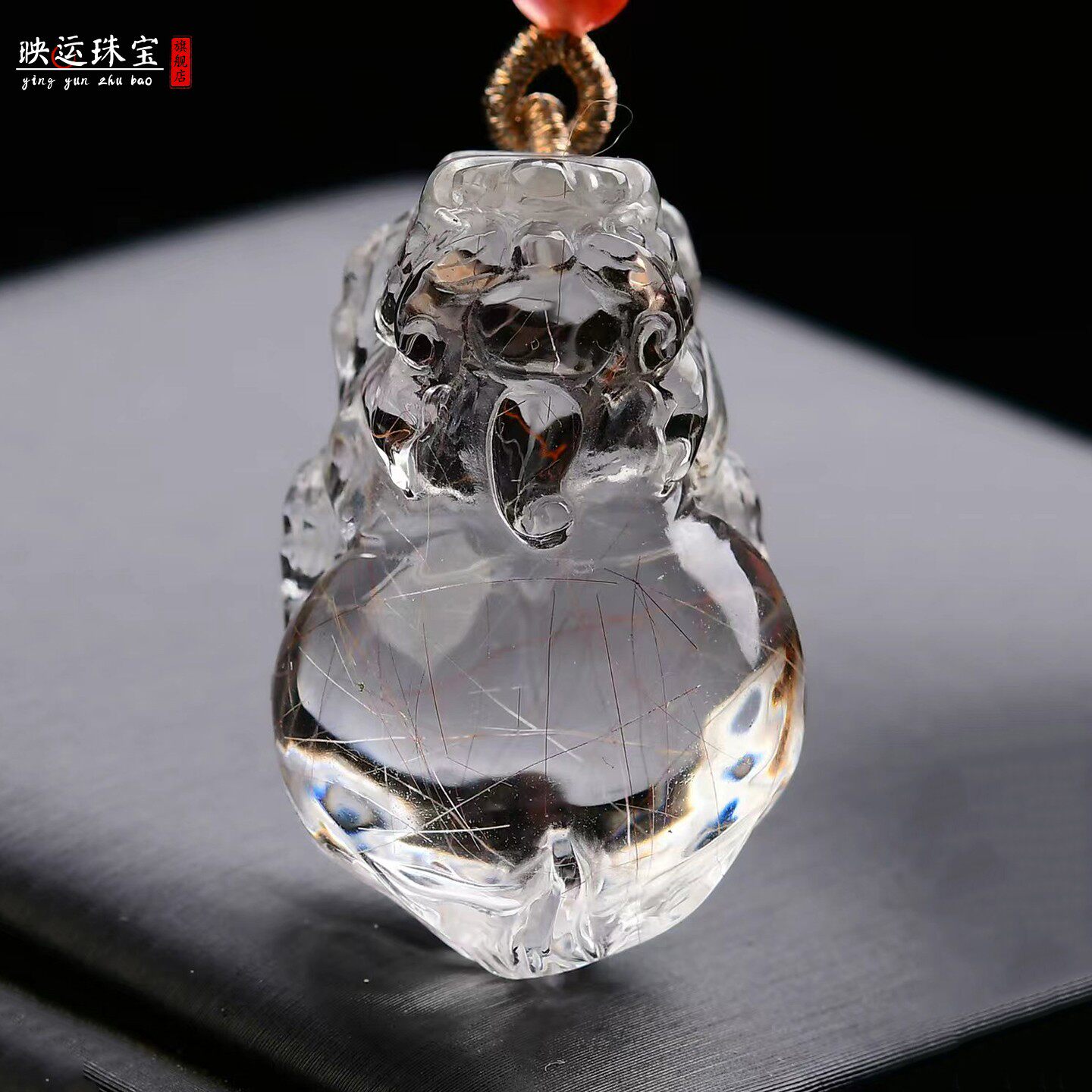 天然黄发晶霸王财运貔貅吊坠大嘴旺财皮丘护身符饰品挂件男女项链