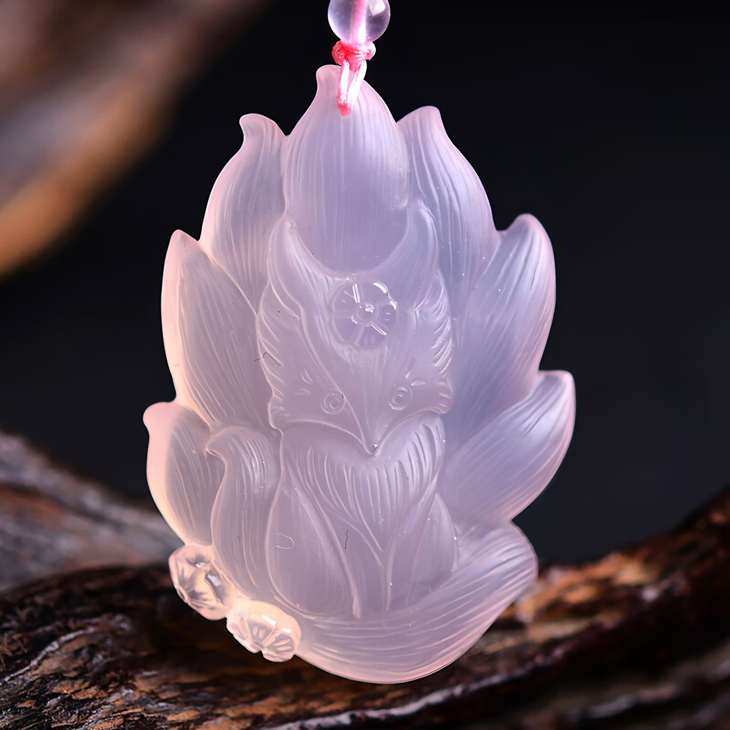 粉水晶九尾狐吊坠大颗粒桃花狐狸