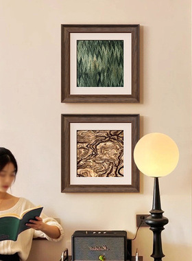 电视壁挂画抽象艺术法式中古风客厅装饰画壁挂画复古双联组合挂画