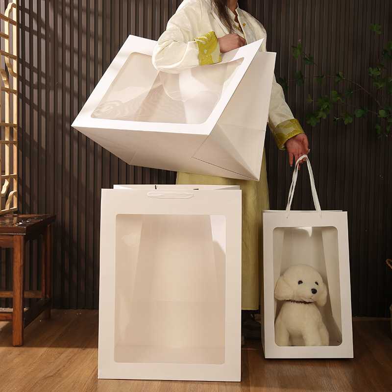 礼品袋大号超大60cm伴手礼手提鲜花袋生日公仔娃娃透明橱窗袋