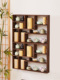 壁挂多宝阁茶具展示架茶杯收纳架茶壶架 墙上博古架置物架实木中式