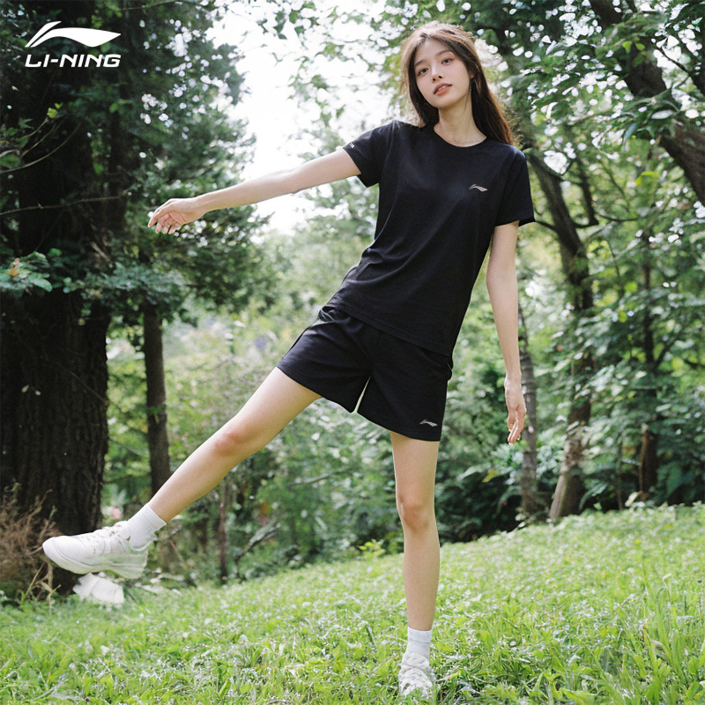 李宁速干套装女2026新款跑步健身速干衣瑜伽冰丝训练服上衣短裤