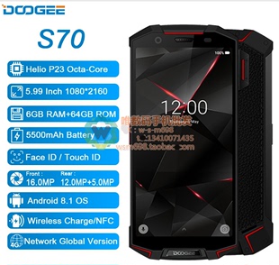 道格DOOGEE 64安卓8智能三防手机IP68全网4G 5.99寸6 S70 NFC游戏