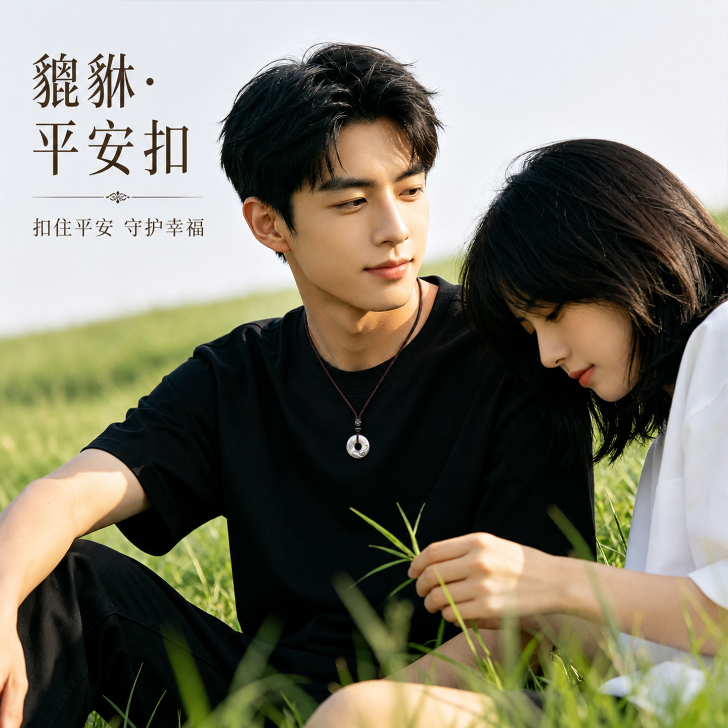 貔貅祥云平安扣项链足银999吊坠图片