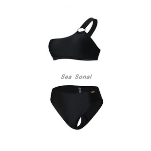 性感分体泳衣 单肩带胸垫仙女风高腰比基尼时尚 泳衣女款 2024年新款