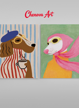 趣味小狗艺术微喷装饰画芯French fun Dog Wall Art Giclee Print