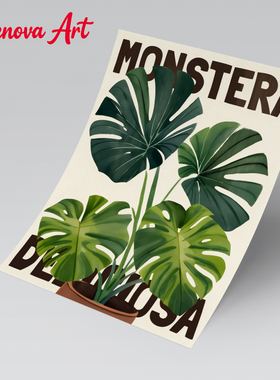 龟背竹绿植 艺术装饰画芯 Monstera Plant Wall Art Giclee Print