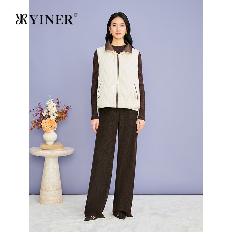 YINER音儿专选2026秋季新款时尚可立可翻领白鸭绒百搭羽绒马甲