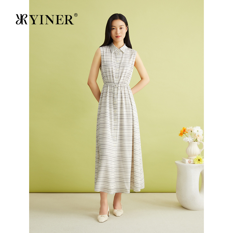 【柔润真丝】YINER音儿夏季时尚含桑蚕丝法式优雅连衣裙