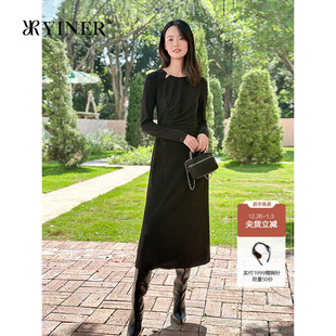 亮丝镂空领小黑裙收腰连衣裙 法式 YINER音儿专选2025春季 新款