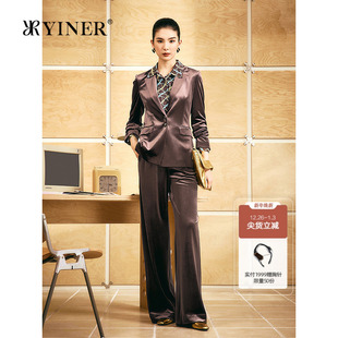 优雅醋酸丝绒平驳领西装 新款 YINER音儿2025秋季 外套 1996系列