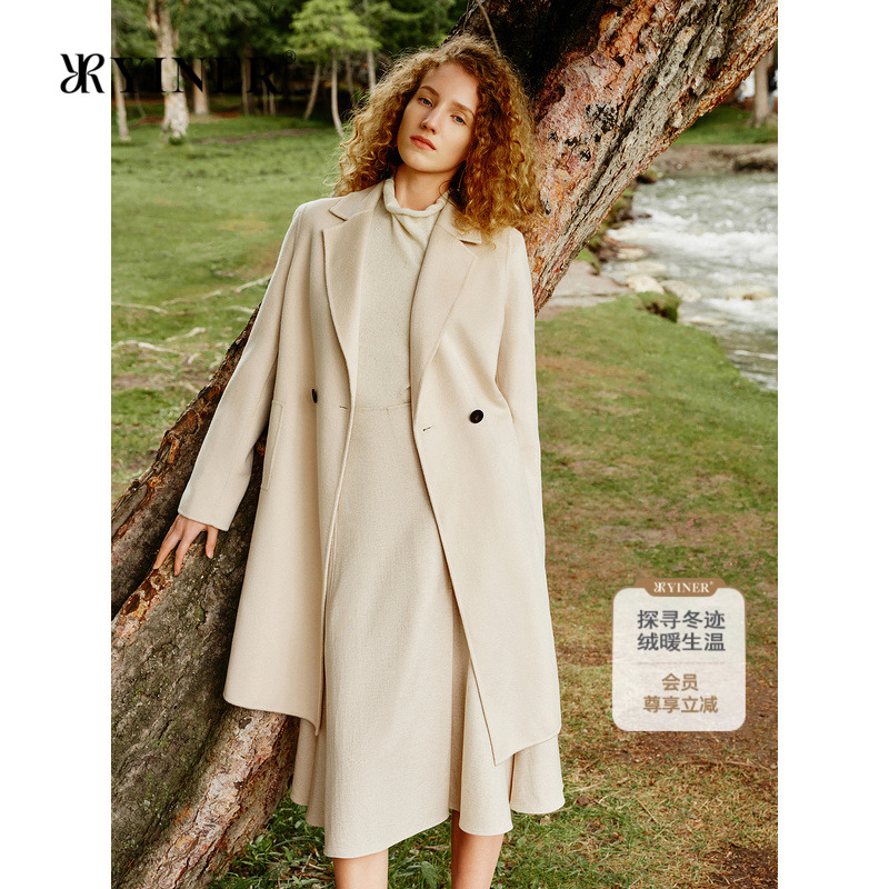 【100阿拉善山羊绒】YINER音儿冬季双面毛呢大衣外套
