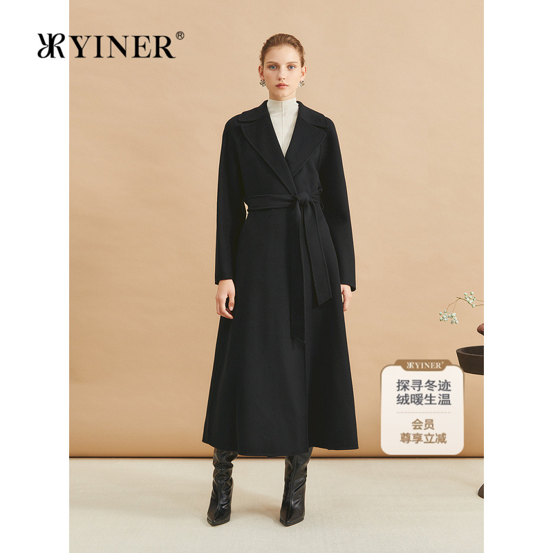 【绵羊毛+羊绒】YINER音儿冬季双面毛呢大衣长款外套