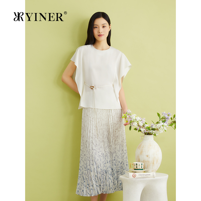 【醋酸系列】YINER音儿夏季法式波浪侧边衬衫水波纹上衣