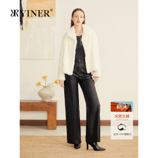 优雅整貂毛皮扇形领短款 法式 皮草外套 新款 YINER音儿专选2025秋季