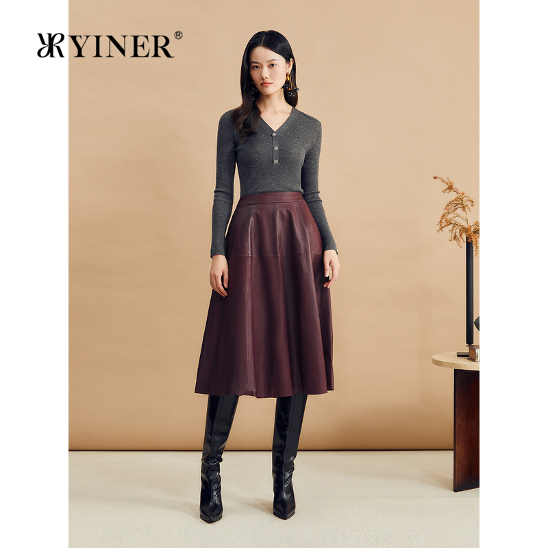 YINER音儿冬季60支绵羊毛亮丝打底衫法式V领毛针织衫