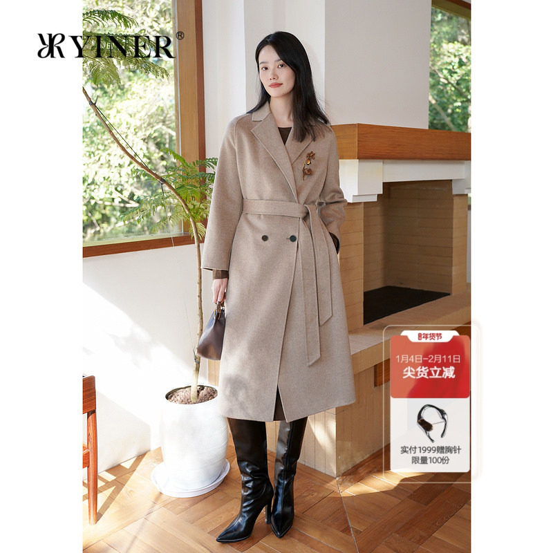 【木兰花系列】YINER音儿冬季绵羊毛双面毛呢大衣长外,女装/女士精品,毛呢外套,淘宝优惠券,粉丝福利购,淘宝优惠卷