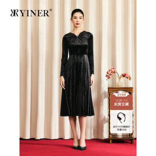 新款 YINER音儿2025秋季 丝绒哑光肌理感三醋酸连衣裙 1996系列