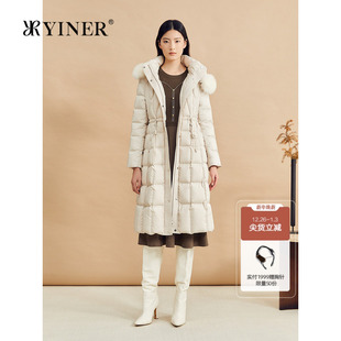 泡芙高克重保暖狐狸毛领连帽羽绒服 长款 YINER音儿专选女装 冬季