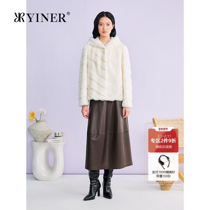 YINER音儿专选2026春季新款一手长保暖连帽整貂母貂水貂毛皮