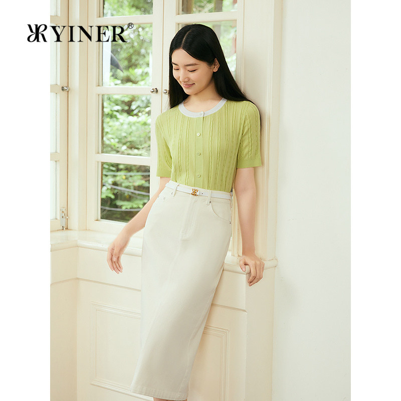 YINER音儿专选秋季法式柔软天麻丝针织衫优雅轻上衣