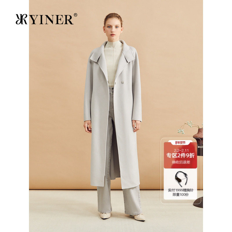 【美丽诺羊毛】】YINER音儿冬季中长款双面呢大衣外套
